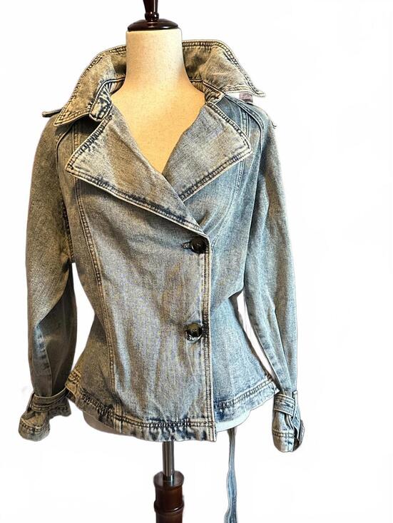 Dictionary Jackets & Blazers - DICTIONARY Vintage Y2K Acid Wash Belted Denim Jacket Coat